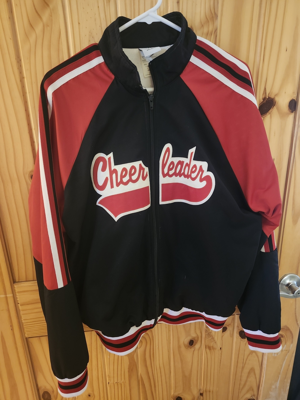 Cheerleader Zip-Up Jacket in Black and Red Large